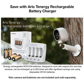 Tenergy Fast Charger ONLY for Arlo Certified Tenergy 3.7V 650mAh RCR123A Li-ion Rechargeable Battery, CE and FCC Certified