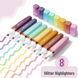 Mr. Pen- Glitter Highlighters, 8 Pack, Pastel and Metallic Colors, Chisel Tip, Highlighters Glitter Highlighter Markers, Sparkly Highlighters Aesthetic Highlighters, Sparkle Highlighters