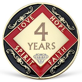 4 Year NA Medallion Four Year Recovery Chip for NA AA 12 Step Narcotics Anonymous Coin Anniversary Token Clean and Sober Gifts for Men Women Celebrating Sobriety and Addiction Recovery
