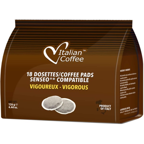 Italian Coffee pads compatible with Senseo (Vigorous, 54 pads)