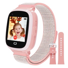 PTHTECHUS 4G Reloj Inteligente, Reloj Telefónico para Niños y Niñas con SOS, Localización GPS, Videollamadas WiFi, Juego de Cálculo Rápido, Cámara HD, App Móvil, Regalo para Niños de 4 a 14 Años Rosa