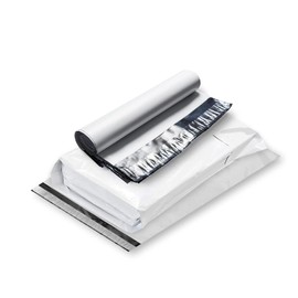 Shield Mailer Expansion Poly Mailers, 11 x 13 Inch, 100 Pack, Expandable Gusseted Shipping Envelope For Bulky Items Like Books & Clothing, Self Seal, White/Grey