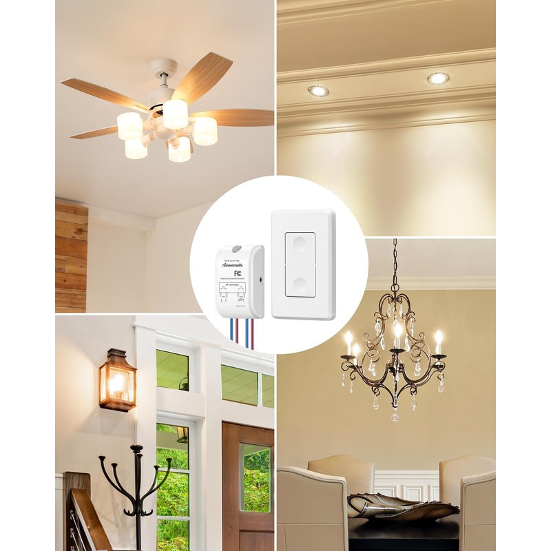 DEWENWILS Wireless Light Switch Kit - No Wiring, 10A/1000W, 100