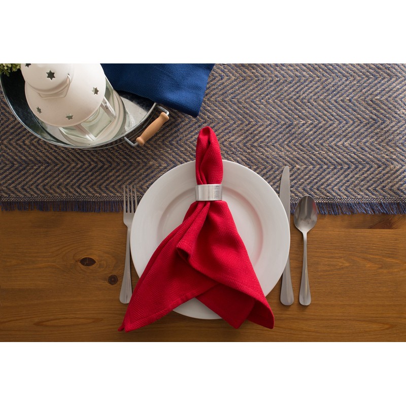DII Jute Burlap Table Runner, Chevron Blue, 14 x 72