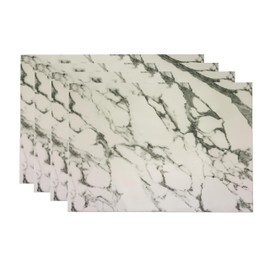 Marble Leather Table Mats, Set of 4 Leather Placemats, Waterproof Marble Placemats, Non-Slip Heat Resistant Kitchen Table Mats for Kitchen Dining Table Supplies (Marble/Square, 4)