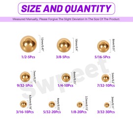 Swpeet 120pcs 10 Size 1/2" 3/8" 5/16" 9/32" 1/4" 7/32" 3/16" 5/32" 1/8" 3/32" Imperial Steel Loose Bicycle Bearing Steel Ball Precision Balls Assortment Kit for Bicycles Wheels
