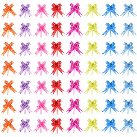 80 Pcs Pull Bows for Gift Wrapping 8 Colors Basket Bow Holiday Gift Wrap Pull Decoration Ribbon Bows Present Wrapping Décor Bow for Wedding Party Birthday Baby Shower