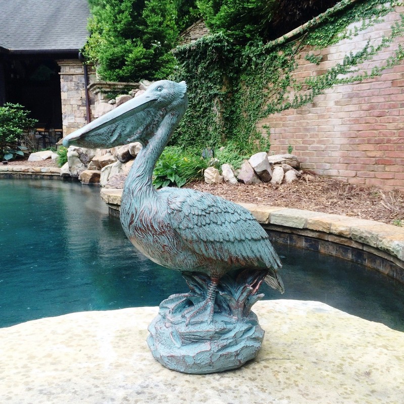 homestyles Classic Beautiful Large Bronze Patina Pelican Shorebird Garden Pond