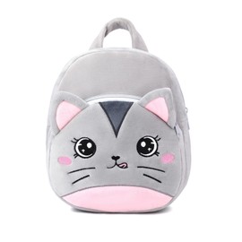 Tanweibago Cute Toddler Backpack Plush Animal Cartoon Mini Travel Daycare Bag for Baby Girl Boy 2-6 Years (Cat Grey)