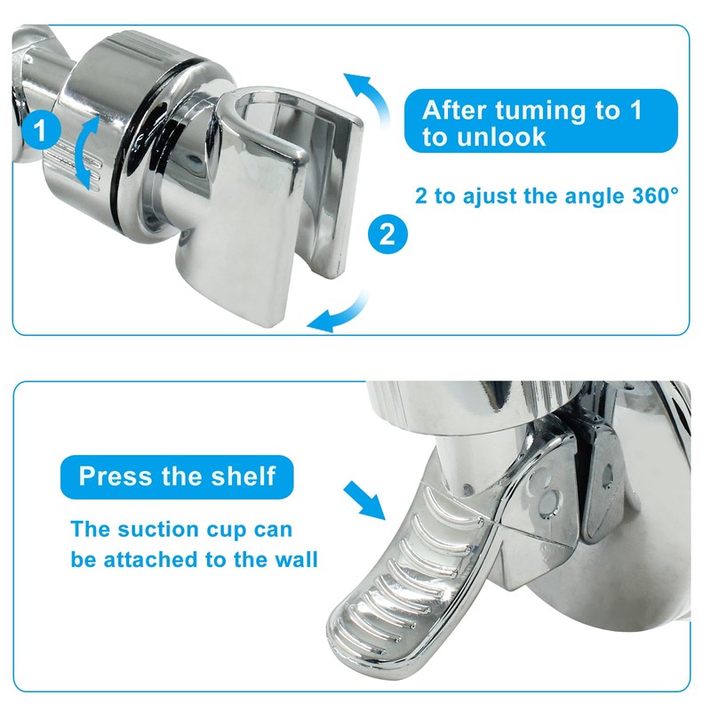 Moicstiy Adjustable Shower Head Holder, Removable Suction Cup Handheld Shower