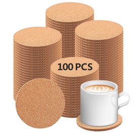 100 pcs Cork Coasters for Drinks, Bulk Blank Coasters DIY Crafts, Non-Slip, Heat-Resistant, Absorbent and Reusable Coffee Coaster for Home Tabletop Decoration