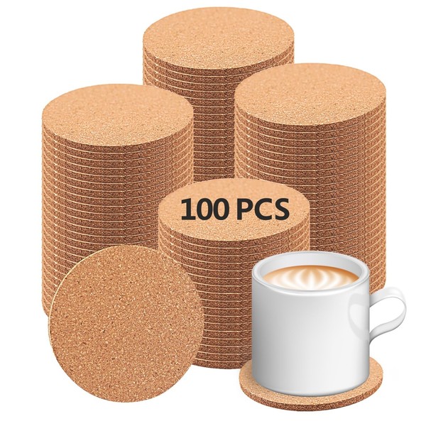100 pcs Cork Coasters for Drinks, Bulk Blank Coasters DIY
