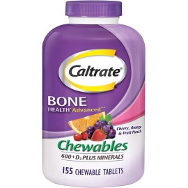 155chewable Calcio 600 Vitamina D3 Minerales / Hueso Dientes Sabor Fruta Natural