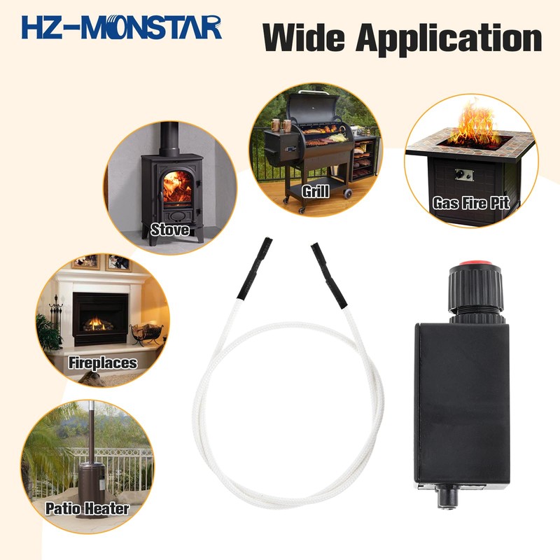 HZ-MONSTAR Igniter Push Button Ignition and Wire 500mm for Fire