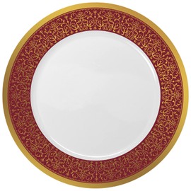 Decorline Burgundy and Gold Combo Plates - 10" & 7" | Majestic Collection | Pack of 32