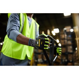 Ansell Ringers R840 Professional Work Gloves, Non-Slip Nitrile Coating, Industrial Protective Gloves for Mechanics, Workshop and Assembly, Washable, Black, Size L (1 Pair)