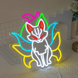 Nine Tails Fox Neon Sign Fox Neon Light for Wall Decor Animal Led Neon Sign Monster Led Neon Light Colorful Led Neon Light Dimmable Neon Signs for Bedroom Zoo Kids Room Decoration