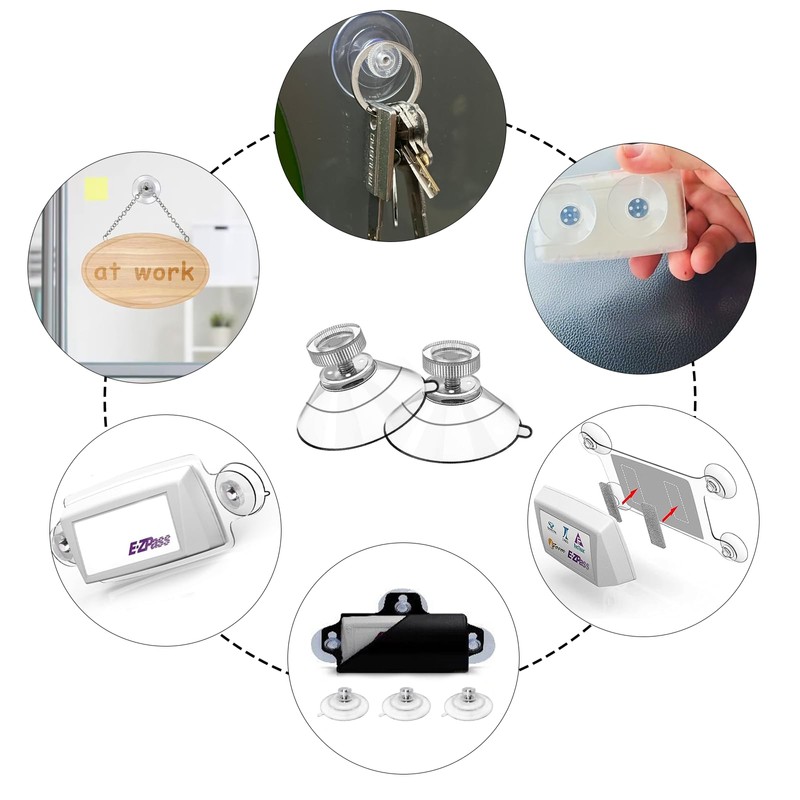 SYGGDERS 8-pcs Windshields EZpass Bracket Suction Cups,with Screw and Nut