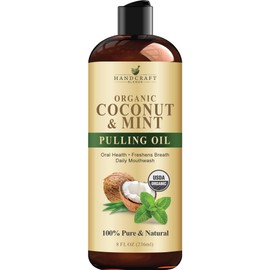 Handcraft Blends Handcraft Coconut Oil Pulling for Teeth and Gums with Peppermint Oil - Organic Coconut Oil Pulling Oil Mouthwash for Fresh Breath, Oral Health and Cleaner Teeth and Gums - 8 Fl oz