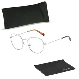 Syght Blue Light Blocking Glasses for Men and Women - Trendy Round Metal Frame with Clear Lens