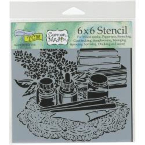 The Crafters Workshop "Literary" Stencil, Transparent, 6 x 6-Inch (18