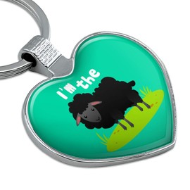 I'm The Black Sheep Funny Keychain Heart Love Metal Key Chain Ring