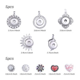 Naler 5pcs Snap Jewelry Charms Buttons with 5pcs Snap Jewelry Necklaces Stylish Mix and Match Pendant for Everyday Fashion Gift for Wife or Girlfriend