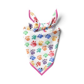 Vissona 100% Silk Headscarf for Women - 22"x 22" inch Hair Scarf Cat Paw Pattern Silk Headscarf Bandanas Square Silk 60361, Pink , Blue , Purple , Orange , Green, Medium