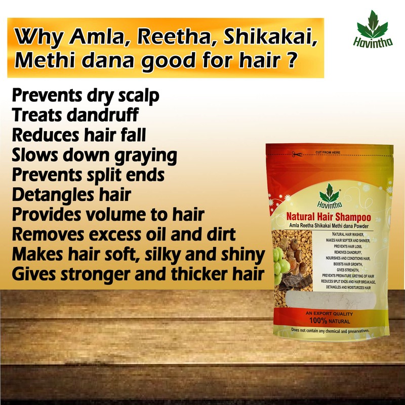 Havintha Natural Hair Shampoo with Amla, Reetha, Shikakai and Methi