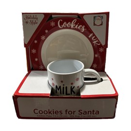 Holiday Style Cookies for Santa Plate and Cup for Milk