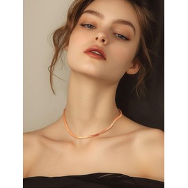 Women's Flat Snake Chain Necklace Stainless Steel in 3 mm 5 mm Flat Snake Choker Simple Necklace without Pendant Multi Layer Suitable in Silver/Gold/Rose Gold with 32 cm/38 cm/46 cm + 9 cm Chain