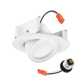 Juno RB4A SWW5 MW M6 RetroBasics Adjustable LED Downlight Trim Kit, Baffle, Switchable CCT 2700K, 3000K, 3500K, 4000K, 5000K, Matte White, 4-Inch
