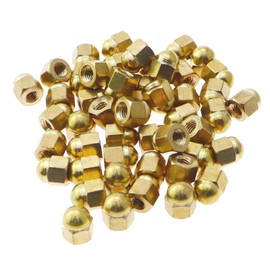 Caishun 50PCS M4 Hexagon Cap Nuts Round Cap Nut Decorative Nut Brass One Piece Cover for Machinery Plumbing Electrical Furniture