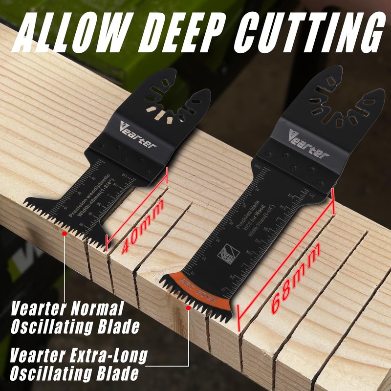 Vearter 1-1/4'' HCS Oscillating Saw Blade 7PCS/Set, Extra-Long Universal Multi-Tool