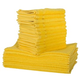 Seleq 450GSM Yellow Turkish Cotton Washcloths Bulk 13" x 13" - Set of 24