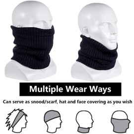 ehsbuy Fleece Neck Warmer Thermal Snoods Unisex Thick Winter Cold Weather Knitted Circle Scarf for Cycling Motocycle Sports(Dark Gray)