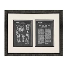 Double-faced Scare-bird Owl Patent Art Chalkboard Print in a Beveled Black Wood Frame with a Double Mat (16" x 20") M14941