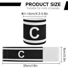 Mezeic Unisex Captain Armband for Soccer Training, Adults & Youths Classic Captain ‘C' Arm Band Adjustable Elastic Captain Armbands Team Sports Accessories - Black
