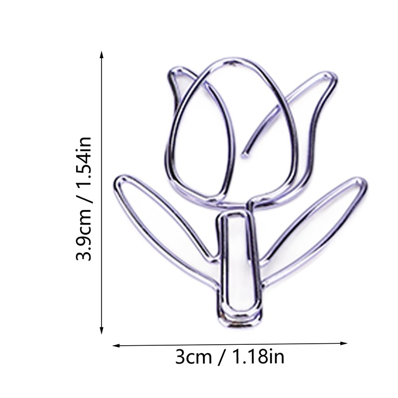 50Pcs Tulip Paper Clips Cute Purple Tulip Design Durable Metal
