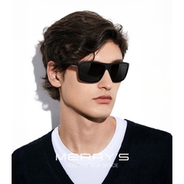 MERRY'S Rectangular Polarized Sports Sunglasses for Men Women Cycling Driving Fishing UV400 Protection S8225
