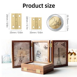 VIPMOON 70 Pcs Small Hinges Sets, Vintage Jewelry Box Hinges, 2 Sizes Mini Hinges for Wooden Box, Folding Butt Hinges with Screws, Hardware Hinges for Crafts Jewelry Box, Gold