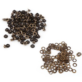 Watris Veiyi Pack of 100 Eyelets Set, Brass Eyelets, Metal Eyelets with Washer, Hole Rivets Set, Grommet Kit for Fabric, Leather Crafts (6 mm)