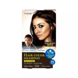 TCHE TYCHE HAIR COLOR SHAMPOO 3 IN 1- DARK BROWN 3PK