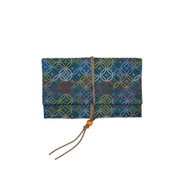 Gold Brocade Nishijin Weave Stamp Case, Stamp Book Bag, Stamp Book Case, Stamp Book Cover 22.5×13.5 with String, Made in Japan, Standard Size (Seven Treasures Iron Navy)