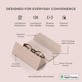 Satechi FindAll Smart Glasses Case with Find My, Foldable & Portable, Wireless Rechargeable, Left-Behind Alerts, Loud Audible Chime, Compatible with Most Glasses & XR/AR Glasses – Desert Rose