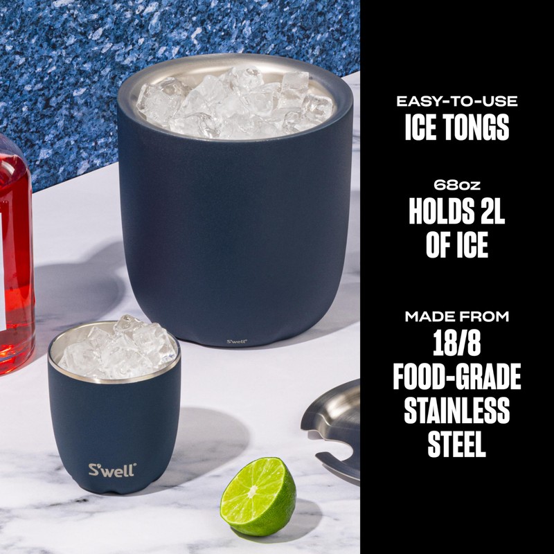 S'well Ice Bucket with Tongs, 68oz, Azurite