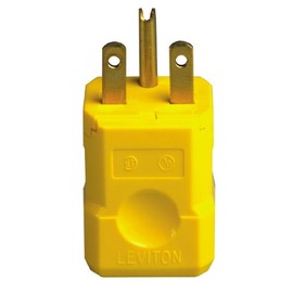 Leviton 15 Amp, 250 Volt, Industrial Grade, Plug, Straight Blade, Grounding, Python, 15656-VY, Yellow