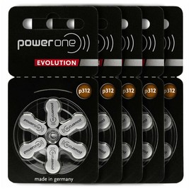 PowerOne Evolution Size 312 Hearing Aid Batteries - 1.45V Zinc Air with Improved Battery Life (30 Batteries)