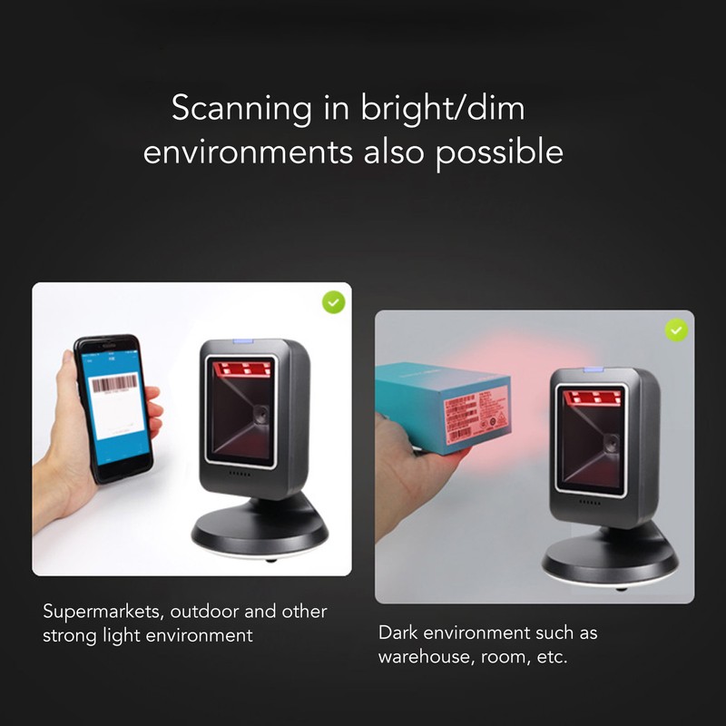 2D Hands Free Barcode Scanner QR Barcode Omnidirectional USB Wired