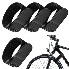 Riisoyu Pack of 4 Bicycle Carrier Straps, 85 x 5 cm Black Lashing Straps Fastening Straps Adjustable Lashing Strap for Attaching Bicycle Carrier for Fixing the Bicycle Frame and Wheel, Velcro Strap
